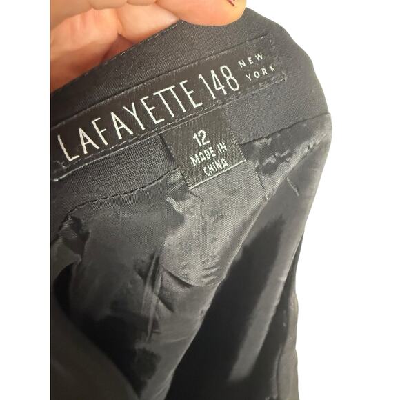 Lafayette 148 New York Black Virgin Wool Knee Length Pencil Skirt Size 12 - Picture 8 of 9